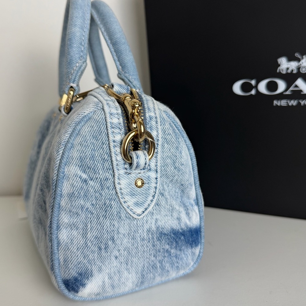 NWT Coach Mini Rowan Crossbody Bag In Loved Denim With Charms - Picture 6 of 10